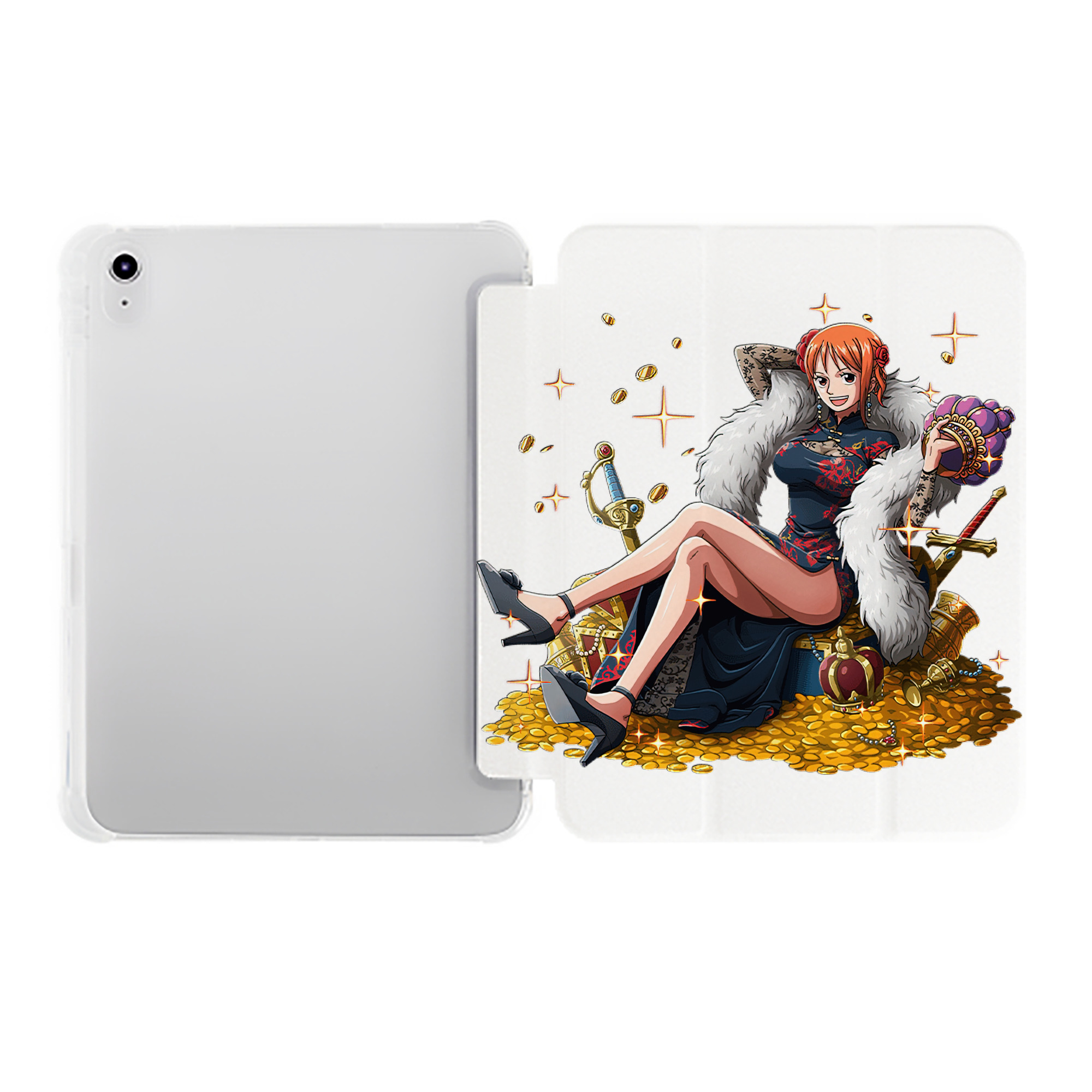 （画像用） ワンピース ナミ ONE PIECE Nami IPad ケース ペン収納付き 三つ折りスタンド PUレザー×シリコン 対応機種9.5/10.5/10.9インチ